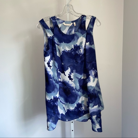 Soft Surroundings Mirabella Blue Watercolor Layered Tunic Tank Size XS - Picture 8 of 11